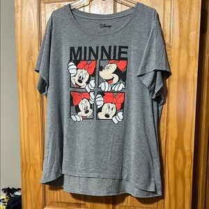 Disney Gray and Red Minnie Mouse Short Sleeve Tee